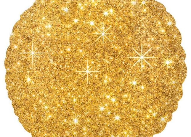 Anagram - 17" Faux Sparkle Gold Mylar Balloon #261 - SKU:77702 - UPC:026635326537 - Party Expo