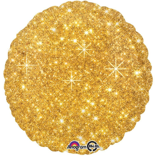 Anagram - 17" Faux Sparkle Gold Mylar Balloon #261 - SKU:77702 - UPC:026635326537 - Party Expo