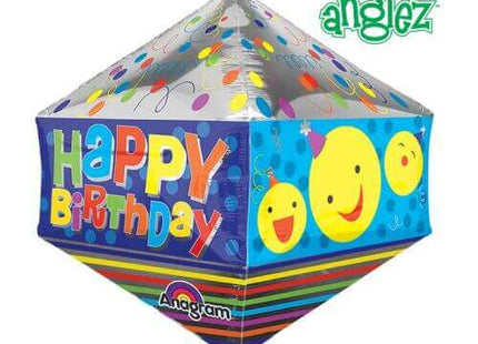 Anagram - 17" Happy Birthday Smiley Faces Anglez Balloon - SKU:72604 - UPC:026635306980 - Party Expo