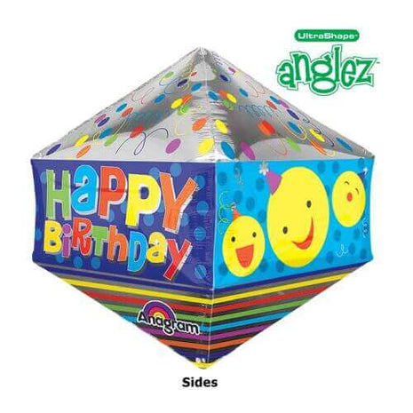 Anagram - 17" Happy Birthday Smiley Faces Anglez Balloon - SKU:72604 - UPC:026635306980 - Party Expo