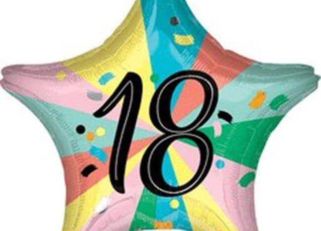 Anagram - 18" 18th Happy Birthday Star Mylar Balloon #319 - SKU:90045 - UPC:026635371445 - Party Expo