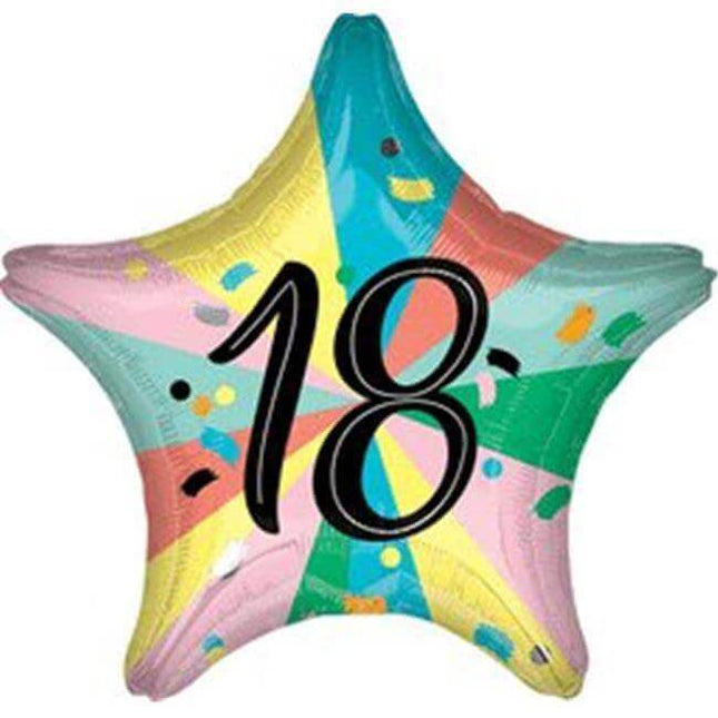 Anagram - 18" 18th Happy Birthday Star Mylar Balloon #319 - SKU:90045 - UPC:026635371445 - Party Expo