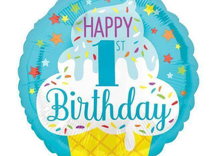 Anagram - 18" 1st Birthday Boy Ice Cream Mylar Balloon #325 - SKU:90042 - UPC:026635366465 - Party Expo