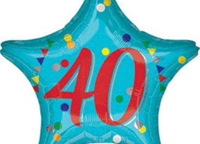 Anagram - 18" 40th Happy Birthday Star Mylar Balloon #320 - SKU:90039 - UPC:026635366427 - Party Expo