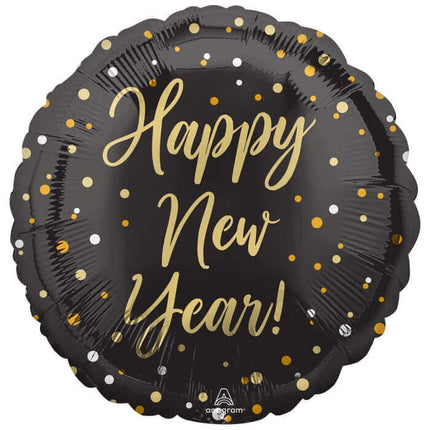 Anagram - 18" Gold New Year Mylar Balloon - SKU:433888 - UPC:026635433884 - Party Expo