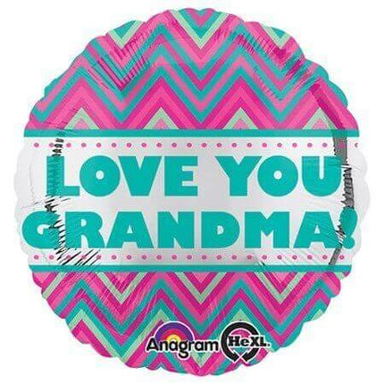 Anagram - 18" Love You Grandma Chevron Mylar Balloon #246 - SKU:31356 - UPC:026635313568 - Party Expo