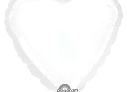 Anagram - 18" Metallic White Heart Mylar Balloon #337 - SKU:14269 - UPC:026635105958 - Party Expo