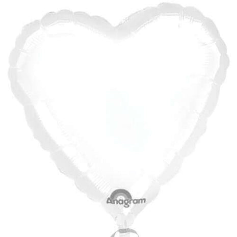 Anagram - 18" Metallic White Heart Mylar Balloon #337 - SKU:14269 - UPC:026635105958 - Party Expo