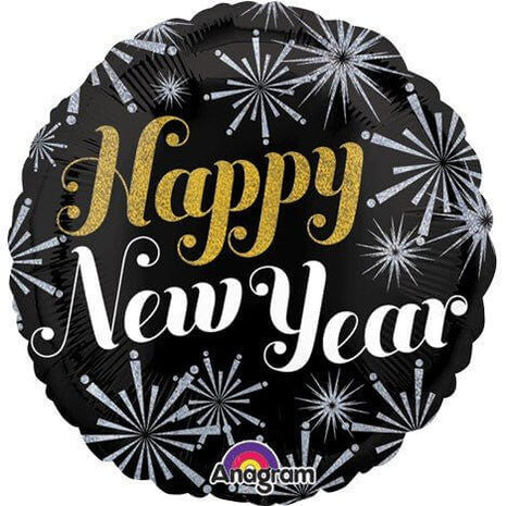 Anagram - 18" Pizzazz “Happy New Year” Holographic Mylar Balloon - SKU: - UPC:026635272490 - Party Expo