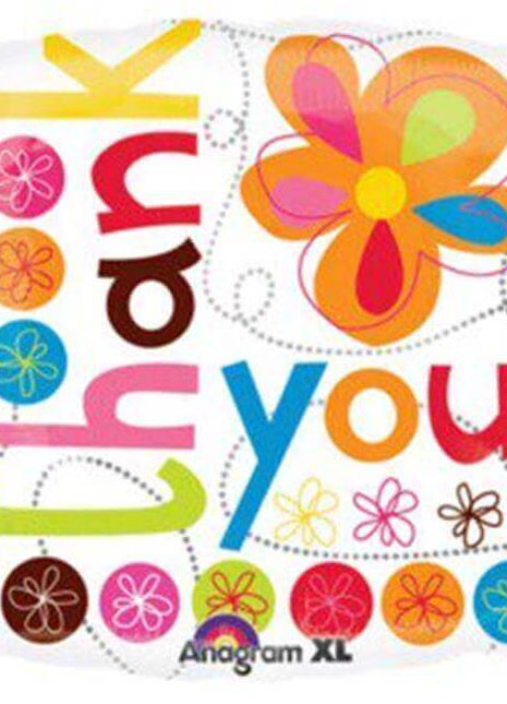 Anagram - 18" Thank You Colorful Flowers Mylar Balloon #164 - SKU:48115 - UPC:026635199544 - Party Expo