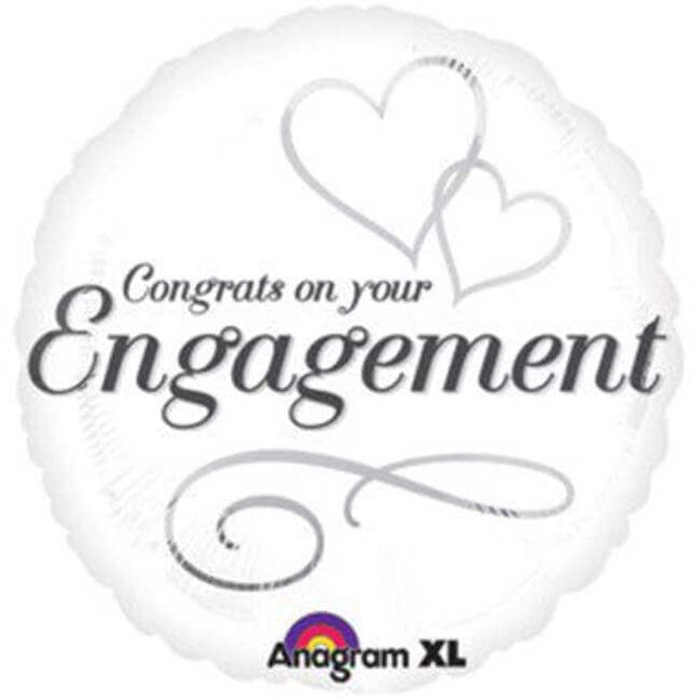 Anagram - 18" Two Hearts Engagement Mylar Balloon #42 - SKU:56317 - UPC:026635245487 - Party Expo