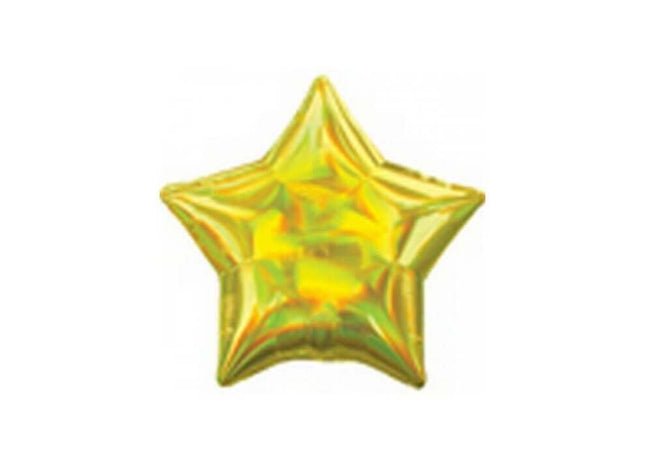 Anagram - 19" Iridescent Yellow Star Mylar Balloon #264 - SKU:96367 - UPC:026635392662 - Party Expo