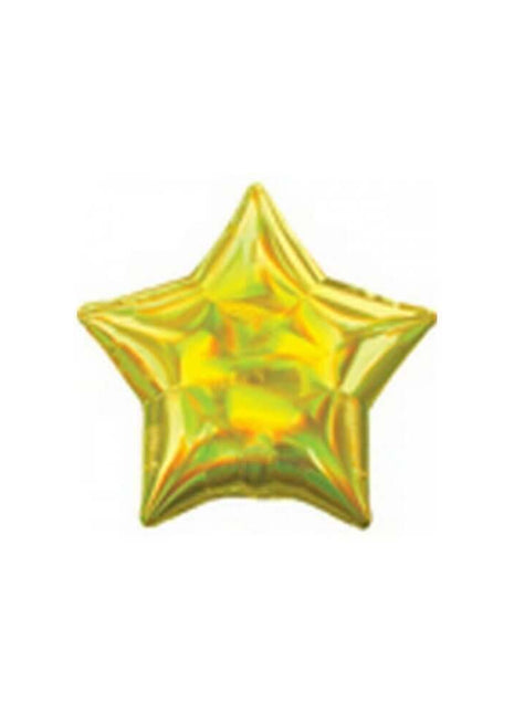 Anagram - 19" Iridescent Yellow Star Mylar Balloon #264 - SKU:96367 - UPC:026635392662 - Party Expo