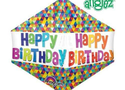 Anagram - 21" Happy Birthday Anglez Geo Balloon - SKU:72606 - UPC:026635307000 - Party Expo