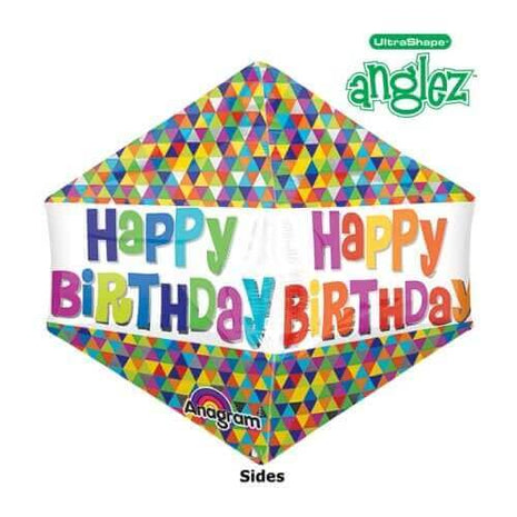 Anagram - 21" Happy Birthday Anglez Geo Balloon - SKU:72606 - UPC:026635307000 - Party Expo