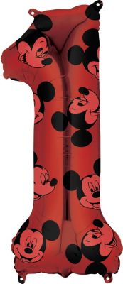 Anagram - 26" Mickey Mouse Forever Red Number '1' Mylar Balloon - SKU:103556 - UPC:026635401319 - Party Expo