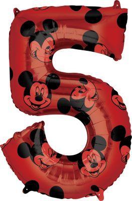 Anagram - 26" Mickey Mouse Forever Red Number '5' Mylar Balloon - SKU:103560 - UPC:026635401357 - Party Expo
