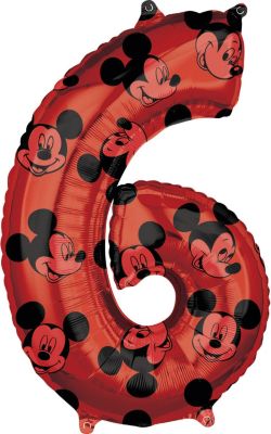 Anagram - 26" Mickey Mouse Forever Red Number '6' Mylar Balloon - SKU:103561 - UPC:026635417075 - Party Expo