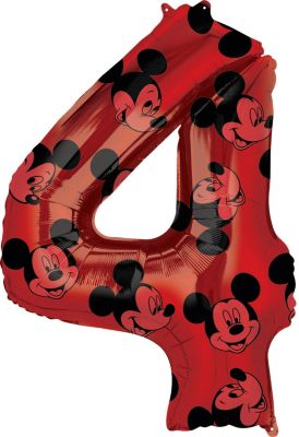 Anagram - 26" Mickey Mouse Forever Red Number '4' Mylar Balloon - SKU:401348 - UPC:026635401340 - Party Expo