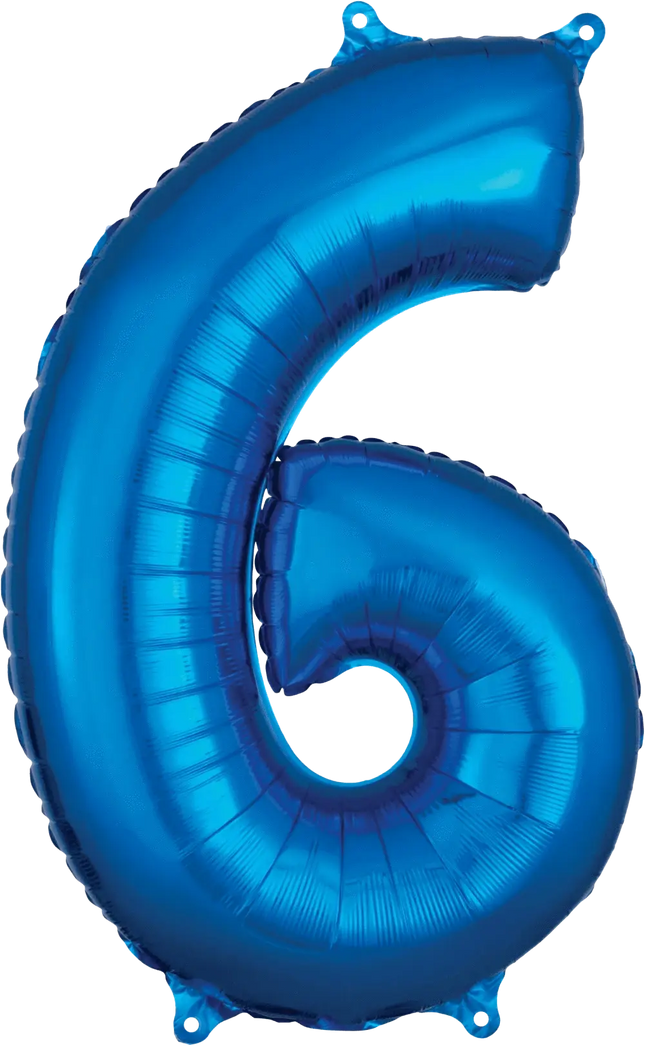 Anagram - 26" Number '6' Mylar Balloon - Blue Party Expo