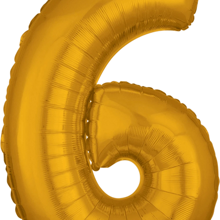 Anagram - 26" Number '6' Mylar Balloon - Gold - SKU:89553 - UPC:026635365598 - Party Expo