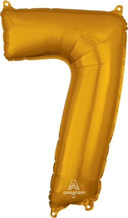 Anagram - 26" Number '7' Mylar Balloon - Gold - SKU:89554 - UPC:026635365604 - Party Expo