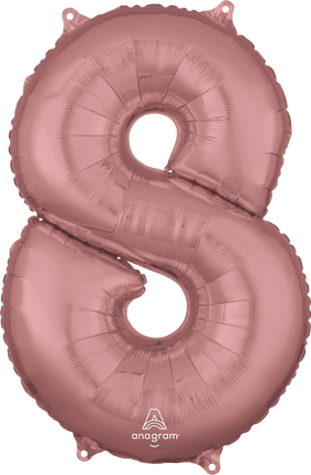 Anagram - 26" Number '8' Mylar Balloon - Rose Gold - SKU:89787 - UPC:026635366038 - Party Expo