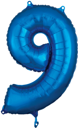 Anagram - 26" Number '9' Mylar Balloon - Blue - SKU:93237 - UPC:026635366342 - Party Expo