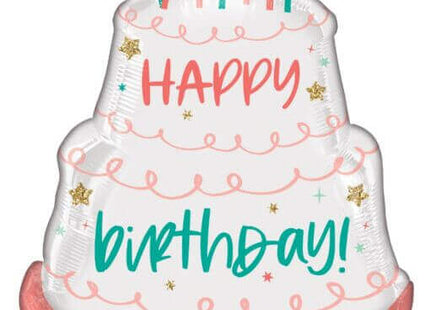 Anagram - 28" Happy Birthday Cake Mylar Balloon - SKU:108546 - UPC:026635425797 - Party Expo