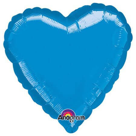 Anagram - 32" Blue Heart Mylar Balloon - SKU:41205 - UPC:026635162357 - Party Expo