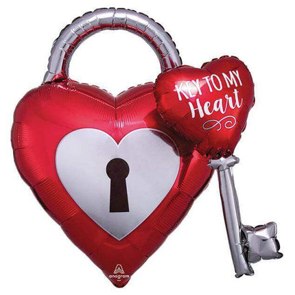 Anagram - 32" Key To My Heart Mylar Balloon - SKU:93605 - UPC:026635387019 - Party Expo