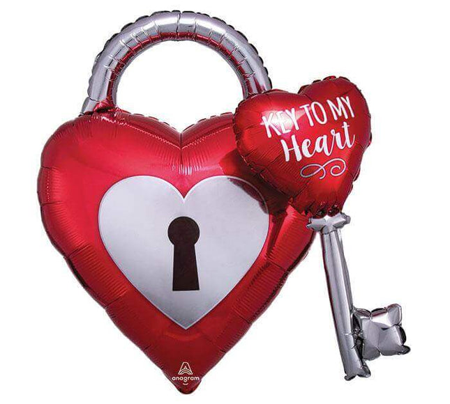 Anagram - 32" Key To My Heart Mylar Balloon - SKU:93605 - UPC:026635387019 - Party Expo