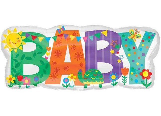 Anagram - 33" Baby Banner Icon Shape Mylar Balloon - SKU:87741 - UPC:026635355919 - Party Expo