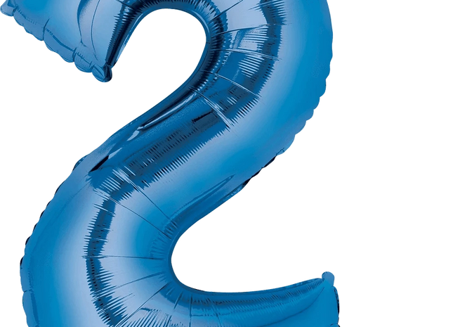 Anagram - 33" Number '2' Mylar Balloon - Blue - SKU:63705 - UPC:026635282765 - Party Expo