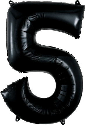 Anagram - 33" Number '5' Mylar Balloon - Black - SKU:66590 - UPC:026635301442 - Party Expo