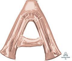 Anagram - 34" Letter 'A' Mylar Balloon - Rose Gold - SKU:89753 - UPC:026635365642 - Party Expo
