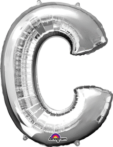 Anagram - 34" Letter 'C' Mylar Balloon - Silver - SKU:78394 - UPC:026635329507 - Party Expo