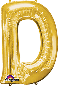 Anagram - 34" Letter 'D' Mylar Balloon - Gold - SKU:78397 - UPC:026635329538 - Party Expo