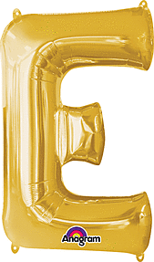 Anagram - 34" Letter 'E' Mylar Balloon - Gold - SKU:78399 - UPC:026635329552 - Party Expo