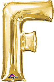 Anagram - 34" Letter 'F' Mylar Balloon - Gold - SKU:78401 - UPC:026635329576 - Party Expo
