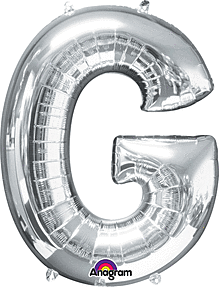 Anagram - 34" Letter 'G' Mylar Balloon - Silver - SKU:78402 - UPC:026635329583 - Party Expo