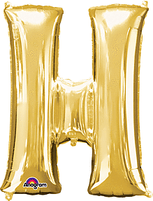 Anagram - 34" Letter 'H' Mylar Balloon - Gold - SKU:78405 - UPC:026635329613 - Party Expo