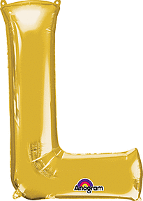 Anagram - 34" Letter 'L' Mylar Balloon - Gold - SKU:78413 - UPC:026635329705 - Party Expo
