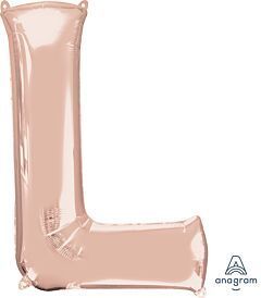Anagram - 34" Letter 'L' Mylar Balloon - Rose Gold - SKU:89764 - UPC:026635365758 - Party Expo