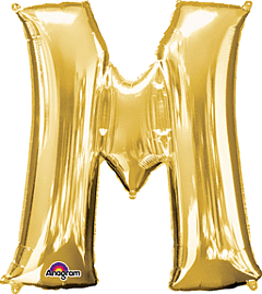 Anagram - 34" Letter 'M' Mylar Balloon - Gold - SKU:78415 - UPC:026635329729 - Party Expo