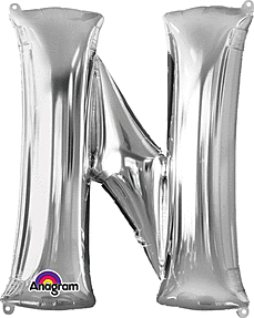 Anagram - 34" Letter 'N' Mylar Balloon - Silver - SKU:78416 - UPC:026635329736 - Party Expo
