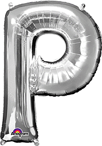 Anagram - 34" Letter 'P' Mylar Balloon - Silver - SKU:78420 - UPC:026635329774 - Party Expo