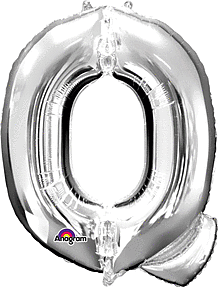 Anagram - 34" Letter 'Q' Mylar Balloon - Silver - SKU:78422 - UPC:026635329798 - Party Expo