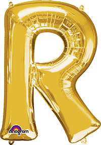 Anagram - 34" Letter 'R' Mylar Balloon - Gold - SKU:78425 - UPC:026635329828 - Party Expo