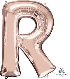 Anagram - 34" Letter 'R' Mylar Balloon - Rose Gold - SKU:89770 - UPC:026635365819 - Party Expo